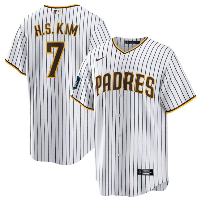 Men's San Diego Padres #7 Ha Seong Kim White 2024 World Tour Seoul Series Home Stitched Baseball Jersey